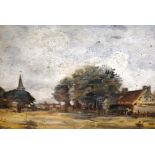 Unknown Artist (Early 20th Century) 'Village Scene' Oil on board, unsigned,