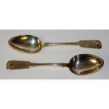 A pair of Henry Gauge Victorian Scottish silver tablespoons, hallmarks for Edinburgh 1841,