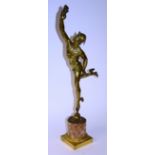 A neo-classical style cast bronze statue, raised on square plinth,