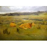 Sydney Lee ARA (1866-1949) 'Cows in Field' Oil on board, unsigned,