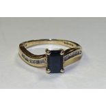 A 9ct gold sapphire and diamond ring,