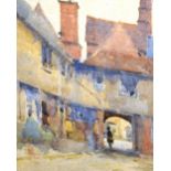 James Paterson RSA PRSW RWS (Scottish 1854-1932) 'Courtyard, Burford, Oxfordshire' Watercolour,