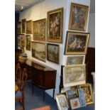 A large quantity of framed modern needlepoints,