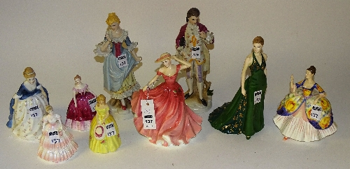 A collection of porcelain statuette's, to include Royal Doulton 'Ellen' with box,