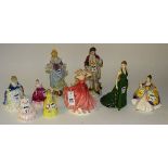 A collection of porcelain statuette's, to include Royal Doulton 'Ellen' with box,