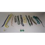 A small quantity of costume jewellery, to include ivory bead necklace, turquoise necklaces,