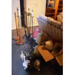 A quantity of floor lamps and table lamps with shades,