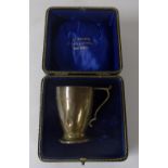 A silver christening cup, hallmarks rubbed, engraved Margaret Jean Aug 23rd 1924,