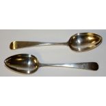 A pair of silver tablespoons, possibly provincial/colonial,
