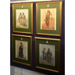 A set of four Eastern prints, depicting men and women in traditional dress,