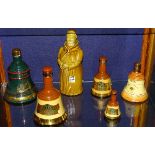 Five Wade Bell's whisky decanters, empty,