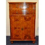 WITHDRAWN - A walnut and oyster inlaid cupboard chest,