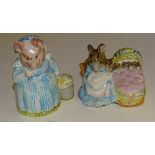 Two vintage Beswick Beatrix Potter figures, 'Hunca Munca' 1951 and 'Aunt Pettitoes' undated,