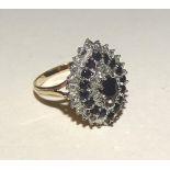 A 9ct gold sapphire and diamond dress ring,