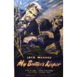 A vintage poster of 'My Brothers Keeper', starring Jack Warner, framed, 94 x 60.