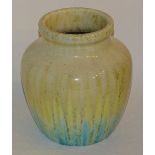 A Ruskin pottery eggshell vase, with blue and yellow inclusions,