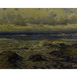 Richard Forsyth (Scottish 1930-1997) 'Breaking Waves at Sunset' Pastel, signed lower left,