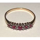 A 9ct gold ruby and diamond ring,