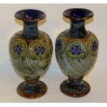 A pair of Royal Doulton Lambeth stoneware vases, circa early 20th century,