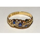 An Edwardian 18ct gold sapphire and diamond ring,