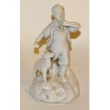 A Chinese blanc de chine figure circa 1969, in the form of a boy with lamb,