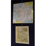 Two Continental maps, one depicting the German town of Rheinhessen, 57 x 47cm,