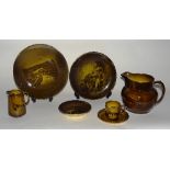 Eleven pieces of Ridgways 'Burns Scenes' pottery, to include 'Burns Cottage' jug, 15cm high,