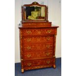 A Dutch style marquetry dressing chest,