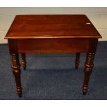 A Victorian style mahogany occasional table manufactured by Ethan Allen, with single drawer,