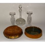 A mixed lot of sundry items, to include early 20th century glass decanter,
