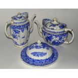 A quantity of blue and white china and pottery,