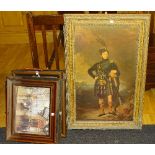 A small quantity of Scottish clan style prints and old Edinburgh framed photographs,