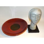 A modern Art Pottery circular dish, glazed in red, 44cm diameter,
