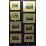 Four pairs of aquatints,