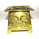 An Arts and Crafts repousse work brass planter, of square form, in the style of Margaret Gilmore,