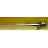 A reproduction Scottish steel basket hilt sword,