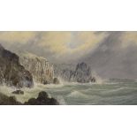 George Lothian Hall (British 1825-1888) 'Rocky Headland with Rough Seas' Watercolour,