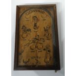 **A vintage 'Clown-n-Up' bagatelle, with spring lever and glazed case, patent information to board,