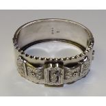 A Victorian silver bangle, in the form of a belt buckle, hallmarks for Birmingham 1891,