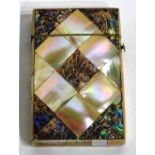 **A mother of pearl and abalone shell calling card case circa mid 19th century,