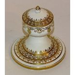 A Victorian Grainger & Co Worcester ceramic inkwell/condiment pot with lid, circa 1880,