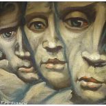 Frank McFadden (Contemporary) 'Three Faces' Oil on canvas, signed lower left,