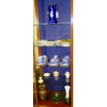 A quantity of china and glass, to include picture plates, mantel vase of flo bleu colour,