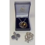 Two Ola Gorie Scottish silver brooches, hallmarks for Edinburgh 1967 & 1973,