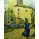 Continental School 'Water Carrier' Oil on board, indistinctly signed lower left,
