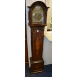 A mahogany inlaid granddaughter clock by Tempus Fugit,