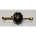 A Victorian gold mounted banded agate and pearl brooch,