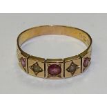 A 15ct gold pink topaz and seed pearl ring,