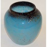 A Monart glass oviform vase, in two tone blue with gold inclusions,