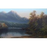 W Collins (Contemporary) 'Mountain River Landscape' Oil on board, signed lower left,